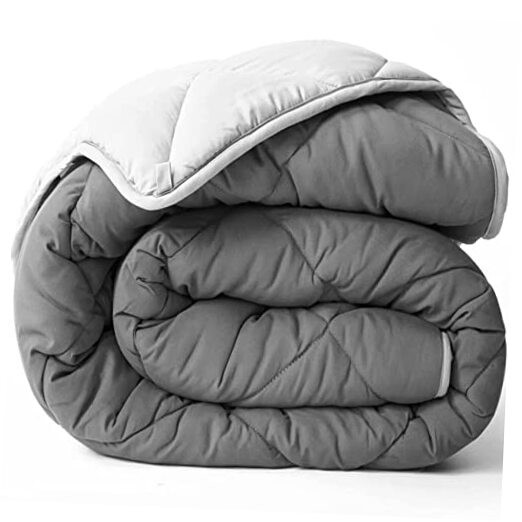/Short Microfiber All Seasons Down Alternative Queen Light Gray/Dark Gray