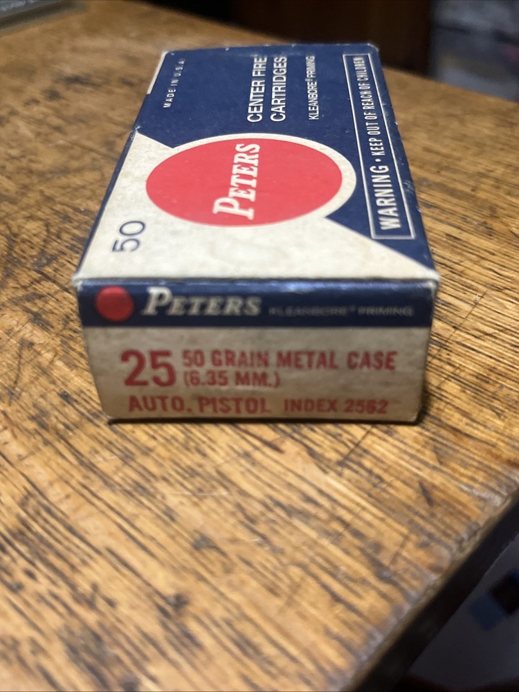 Peter's 25 Auto Empty Box With Insert Vintage Ammo Box
