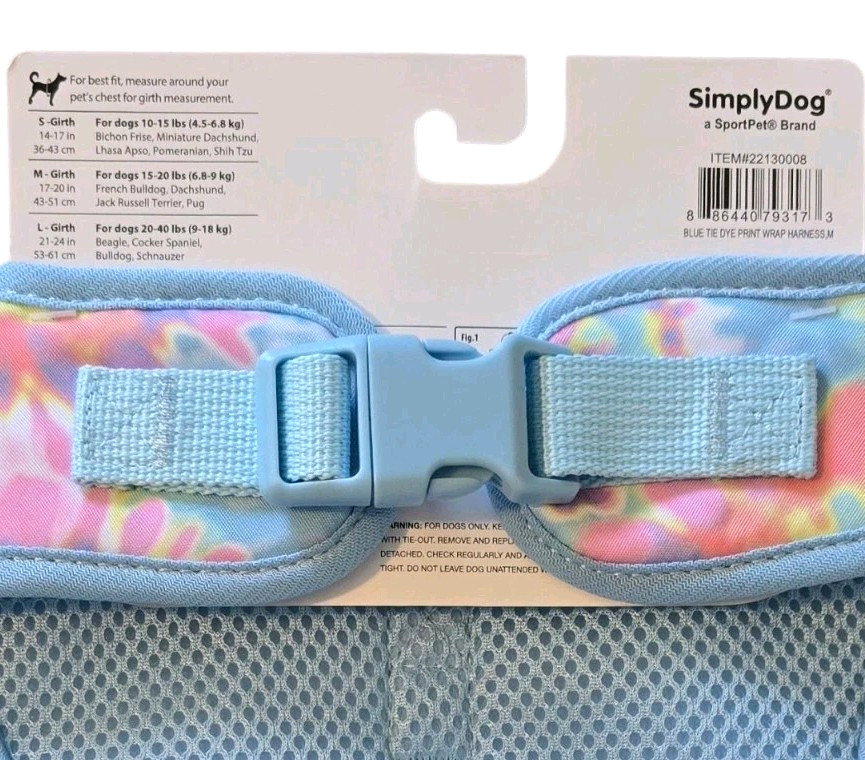 Simply Dog Pastel Tie Dye, Ruffles, Satin Gem Bow Puppy/Dog Harness, Medium