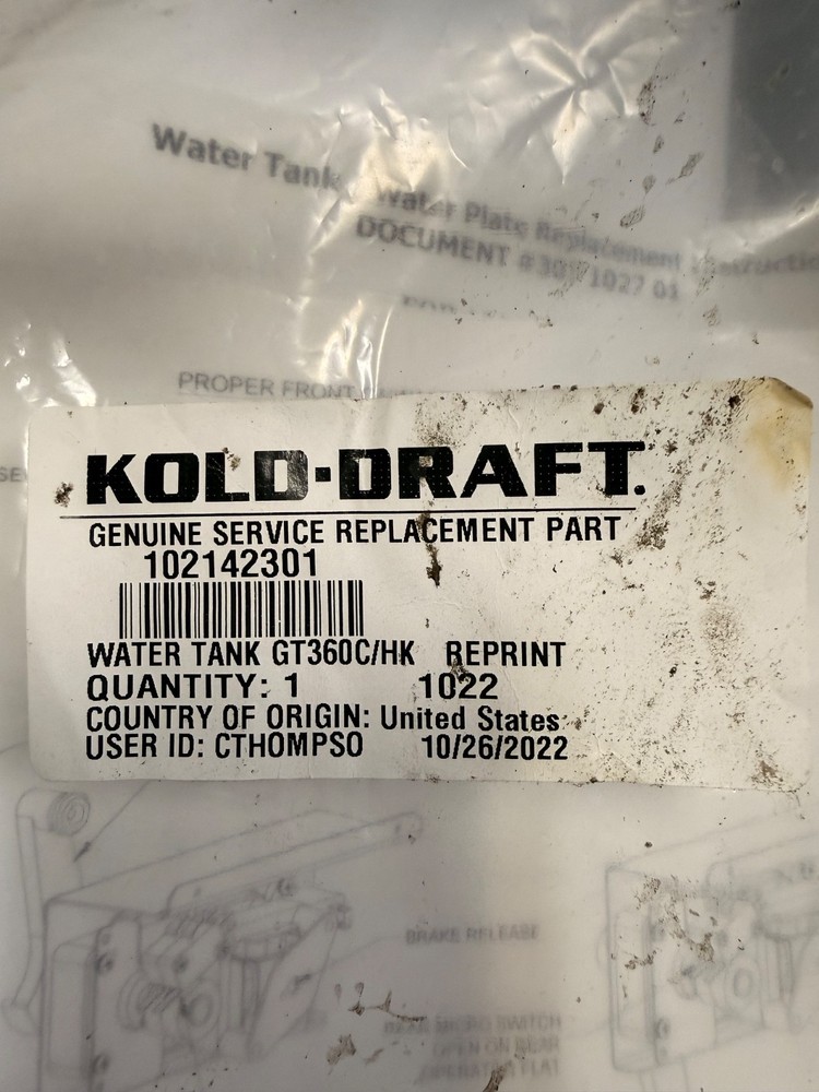 Kold Draft Water Tank for Ice Machine