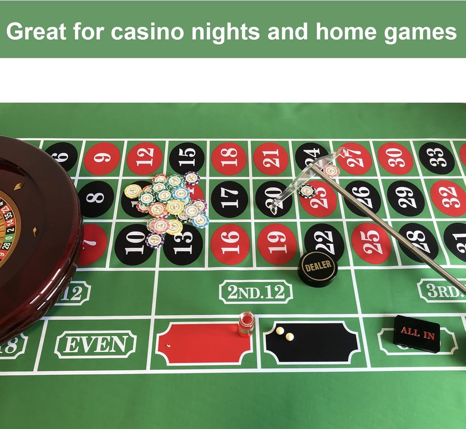 Roulette Marker Balls Set - Flat Top Acrylic Win Marker with 2 Roulette Wheel Ta