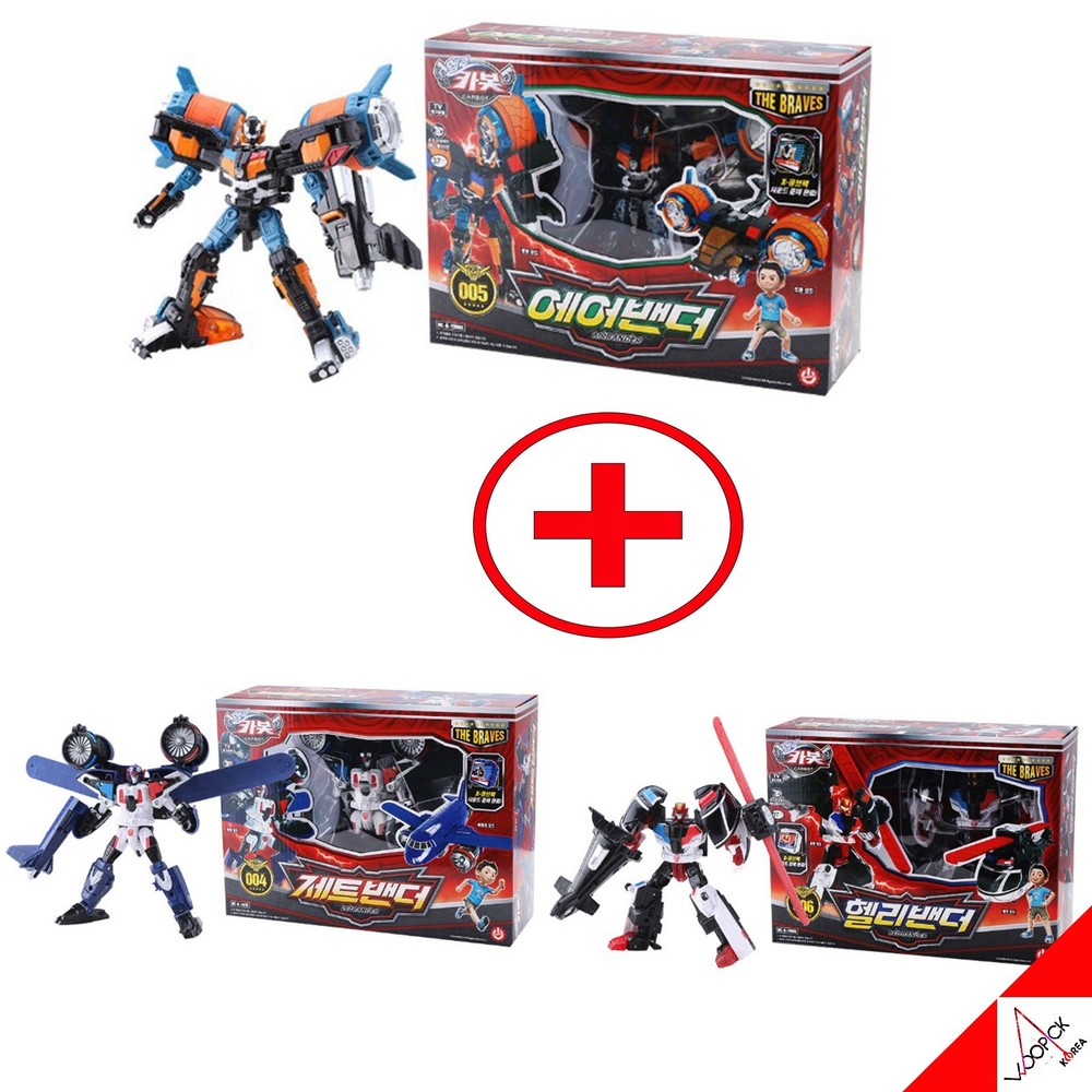 Hello Carbot Braves Season2 HELI BANDER+AIR BANDER+ZET BANDER Set Robot Toy 2026