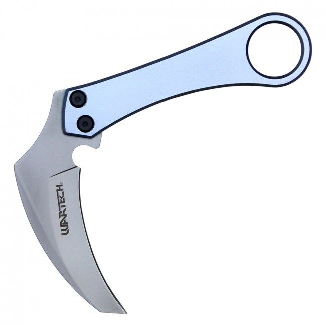 Tactical Knife | Wartech 6" Hawkbill Claw Scythe Blade Blue Handle + Slim Sheath