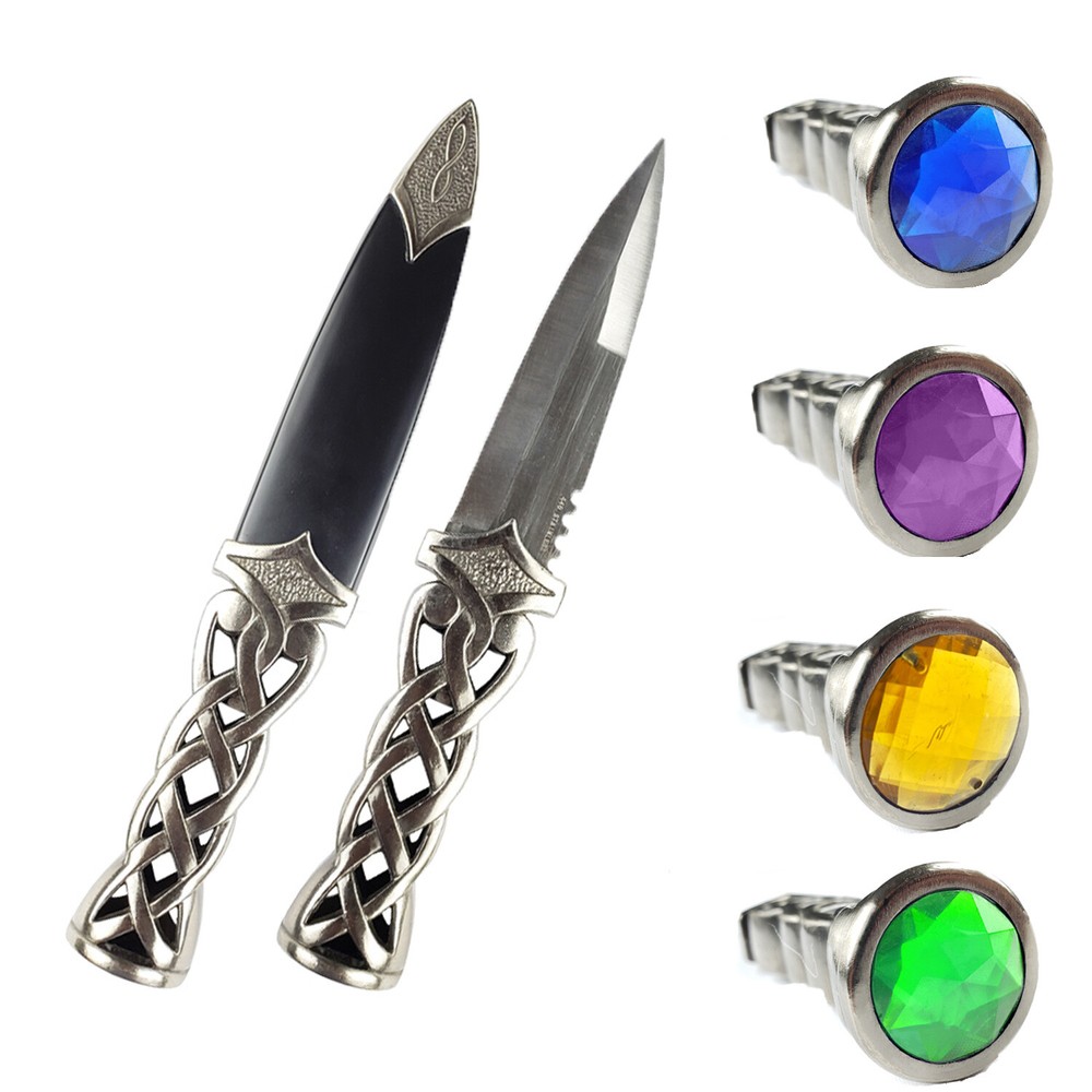 PS 9" New Scottish Celtic Gaelic Twist Knot Ruby Gemstone Wicca Dirk Dagger