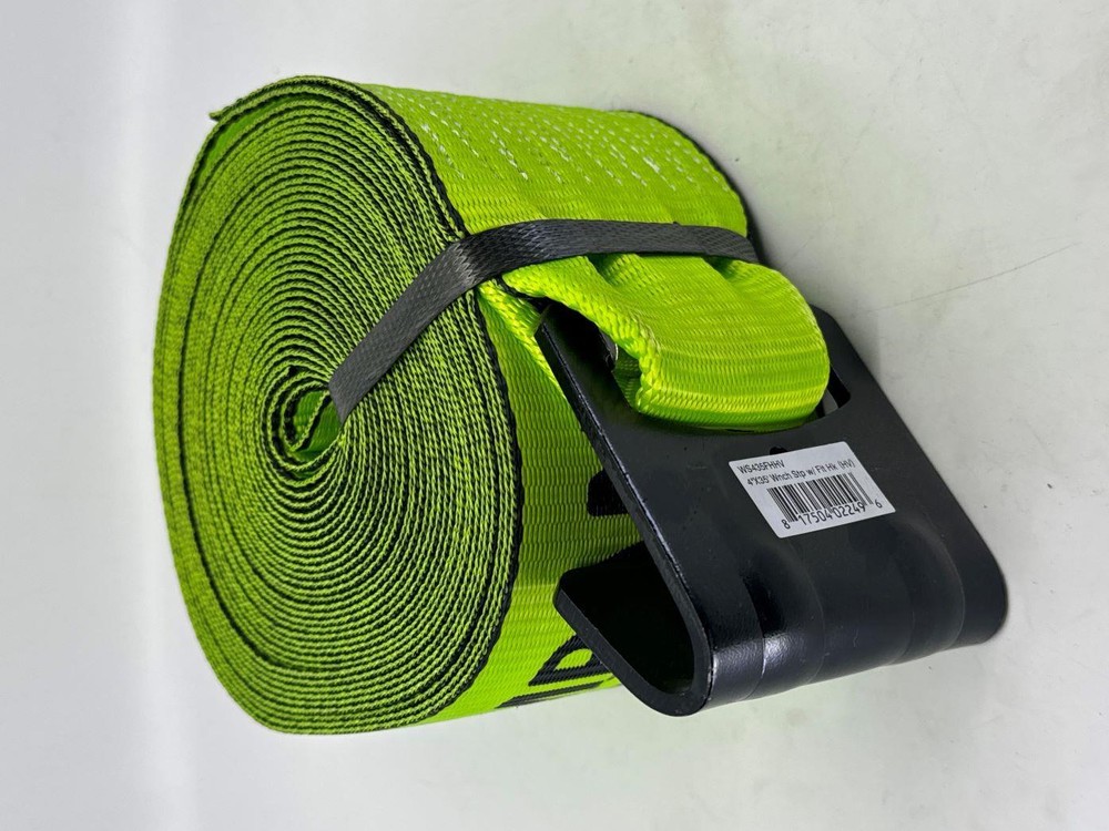4"X35' High Vis Winch Strap with Flat Hook 4 Pack
