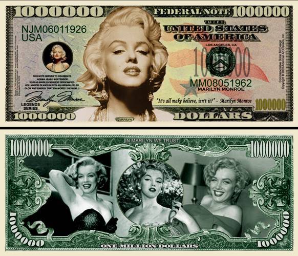 OUR IN MEMORY OF MARILYN MONROE DOLLAR BILL (2 Bills)