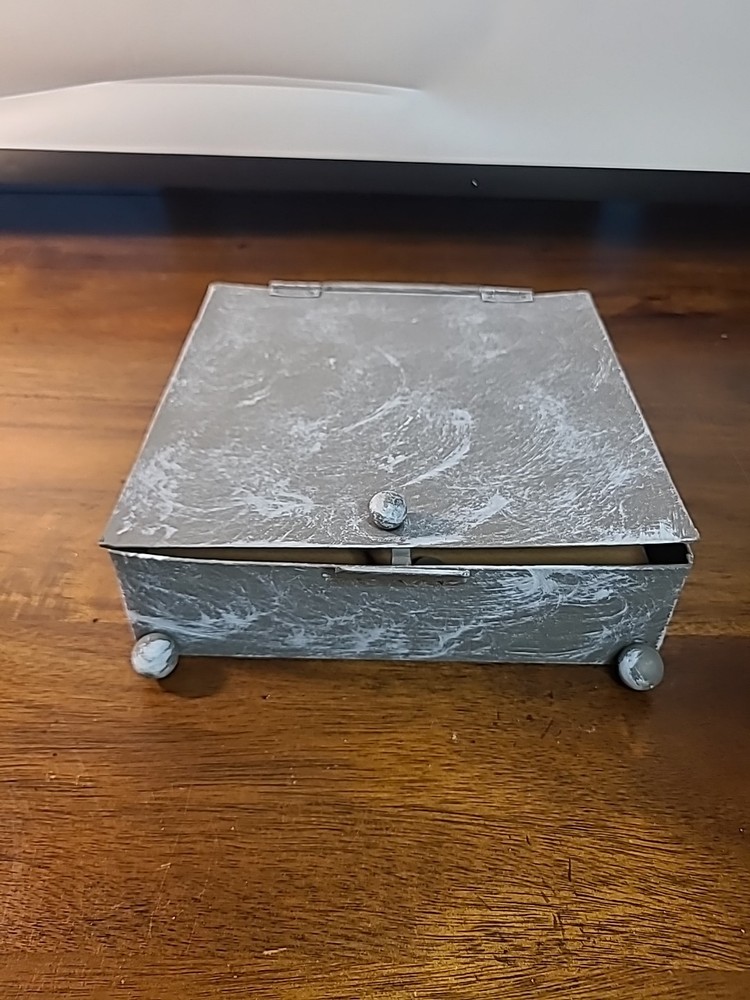Rustic Distressed Metal Industrial Square London Mantel Clock. Does Not Work.