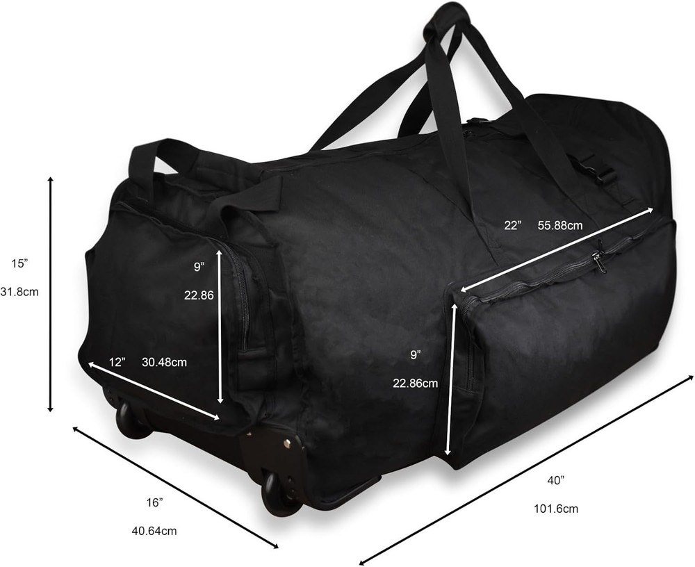 Brentmoor Drum Hardware Bag  Large Black Rolling Duffle Bag with Wheels