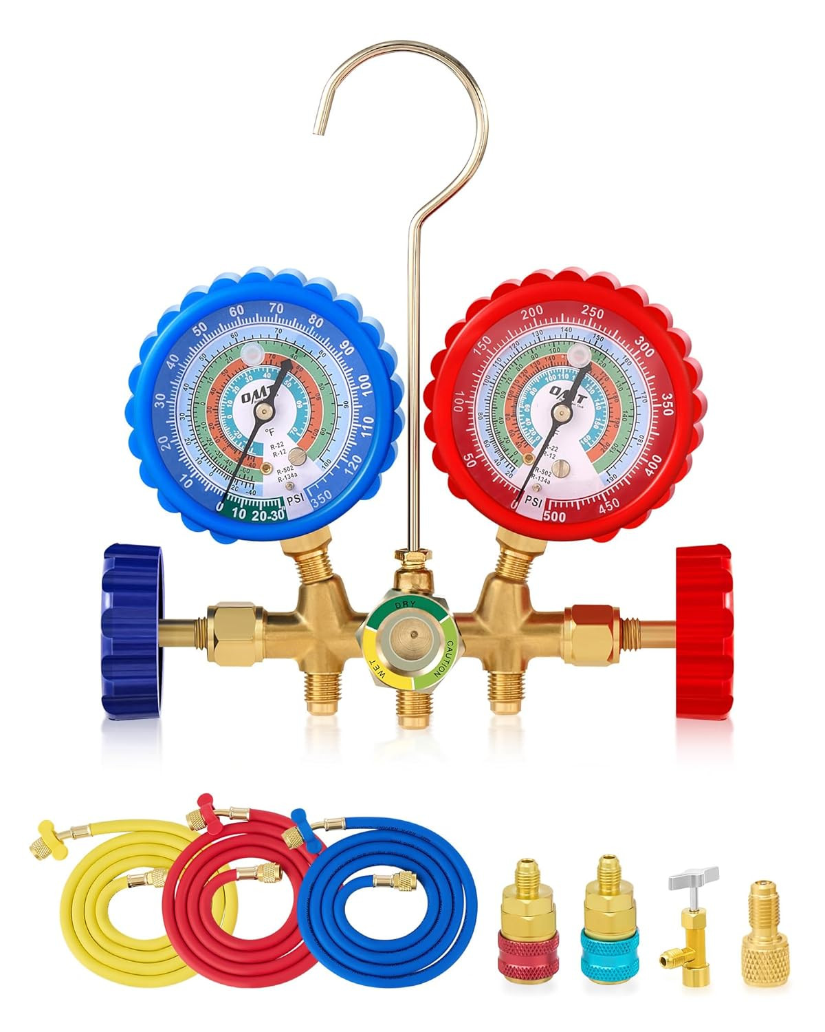 AC Manifold Gauge Set for R12 R22 R502 R134A Refrigerant, 3 Way Automotive AC Ga