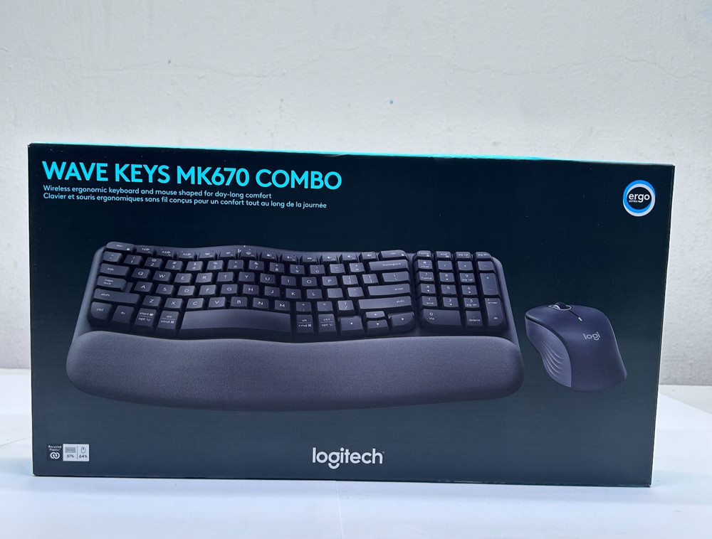 Logitech Wave Keys MK670 Combo, Wireless Ergonomic Keyboard + Wireless Mouse