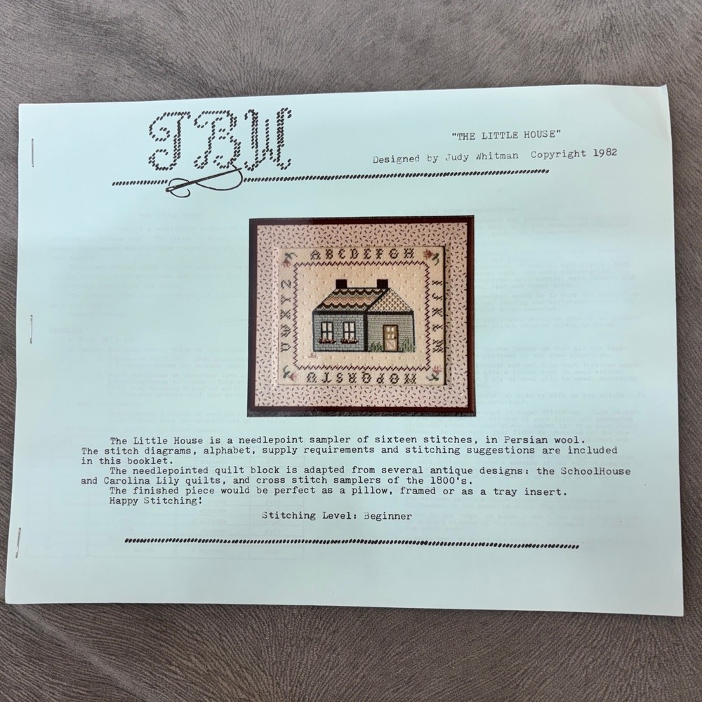 The Little House Needlepoint Sampler Pattern Chart Judy Whitman Original 1982