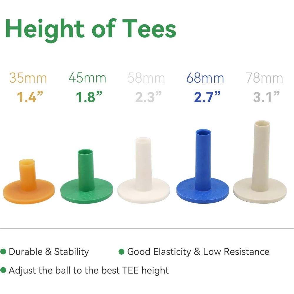 Golf Rubber Tees Practice Training, Driving Putting Chipping Range Mixed Size,