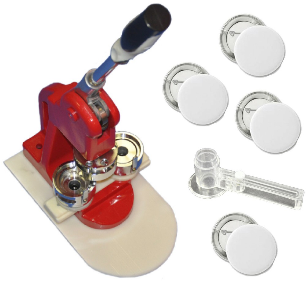 Button Maker Press Badge Machine 1-1/4" Circle Cutter 100 Blank Button Supplies