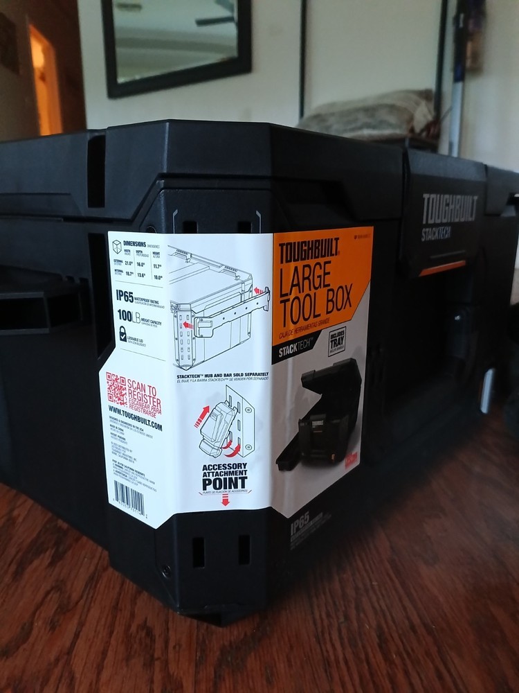 TOUGHBUILT StackTech Large Tool Box 100lb High-Impact Plastic Lockable