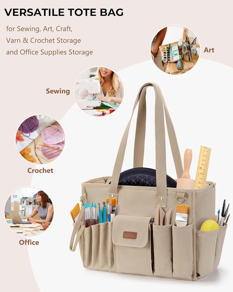 Durable Canvas Pottery Tool Bag with Multiple Pockets for Ultimate Organization