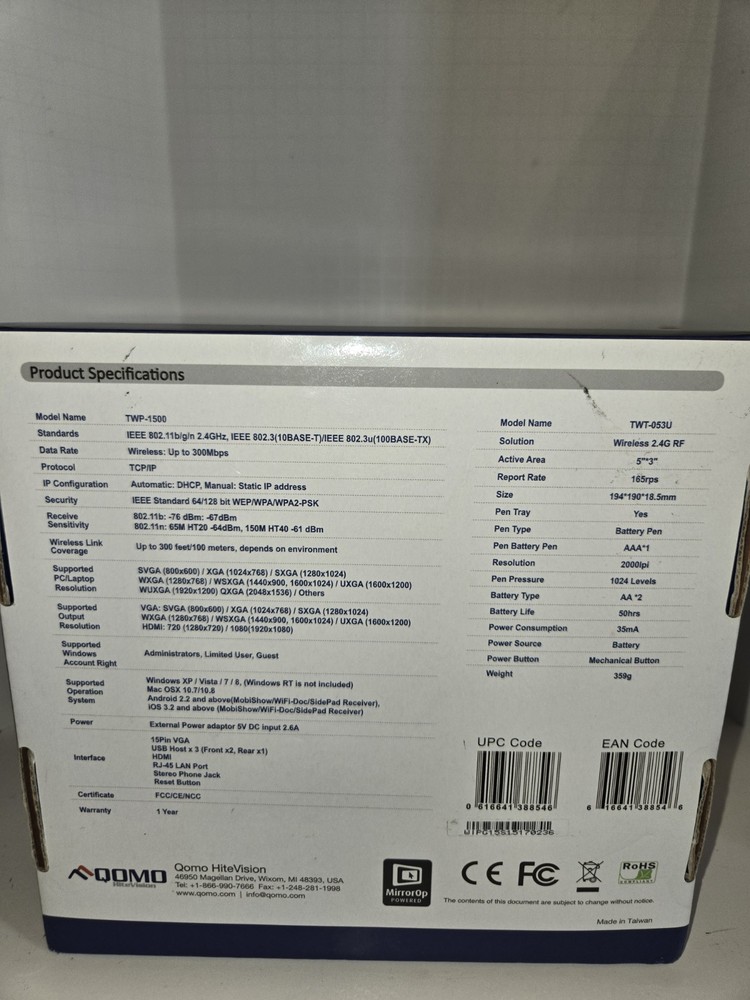 QConnect QOMO Hite Vision WIPS2 Wireless Interactive Presentation System. Tablet