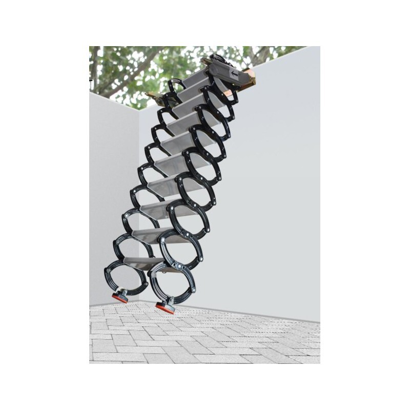 Narrow Wall Mounted Loft Wall Stairs Black+White Pull Down Ladder System 10 Ste