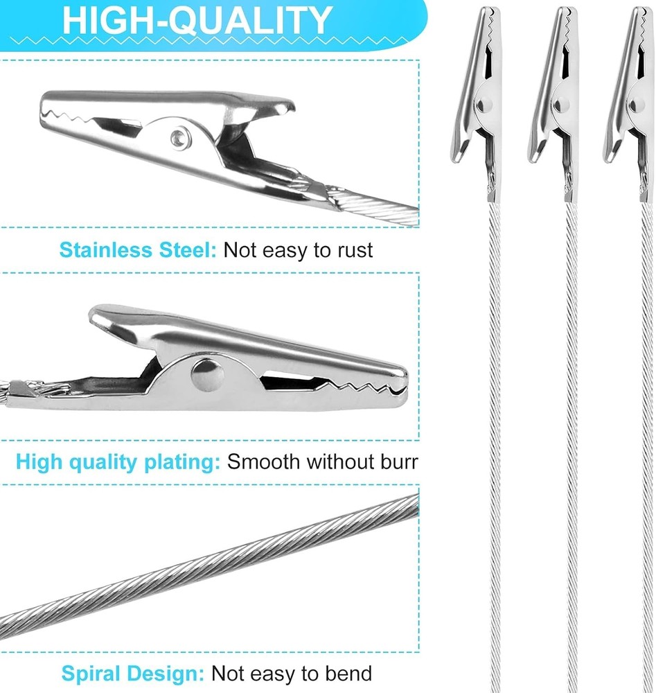 40 Metal Wire Long-Tailed Alligator Clips: Elegant Solution for Displays
