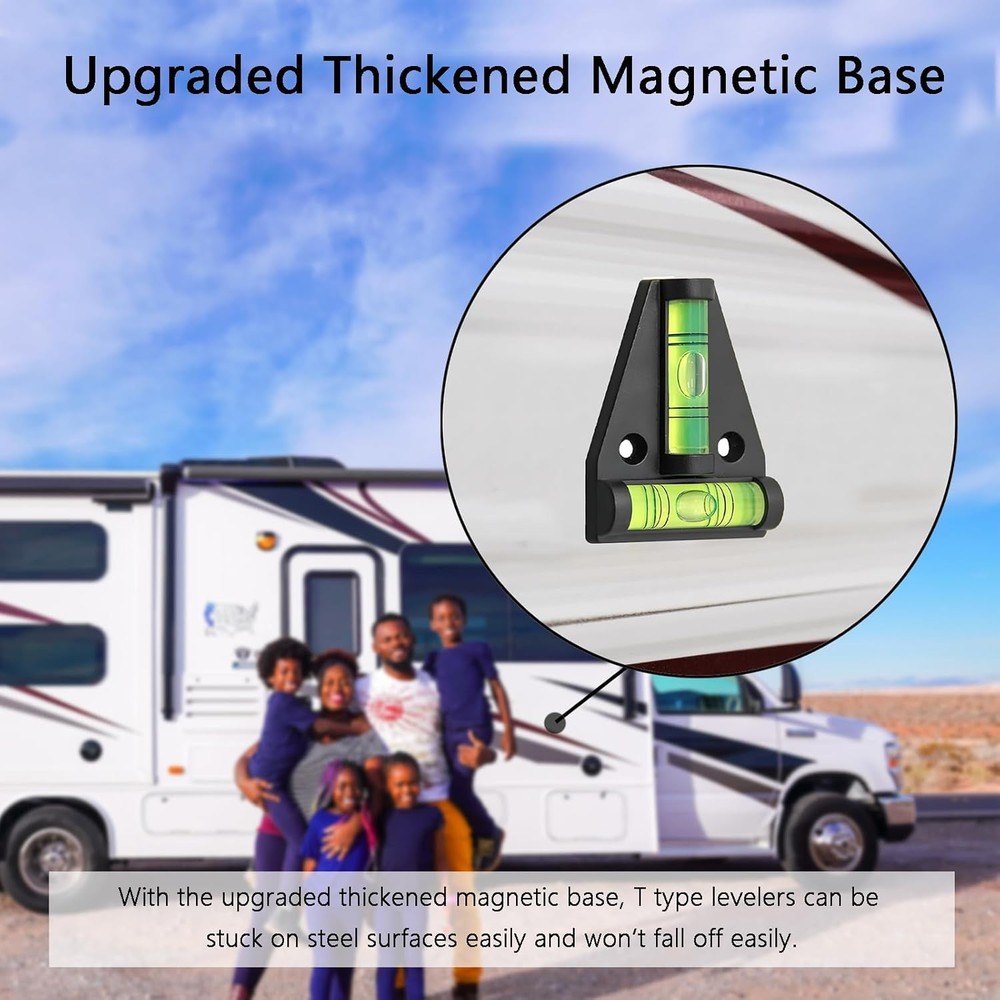 Stick-On Magnetic Bubble Level, Self-Adhesive T Type Leveler Indicator for RV Ca