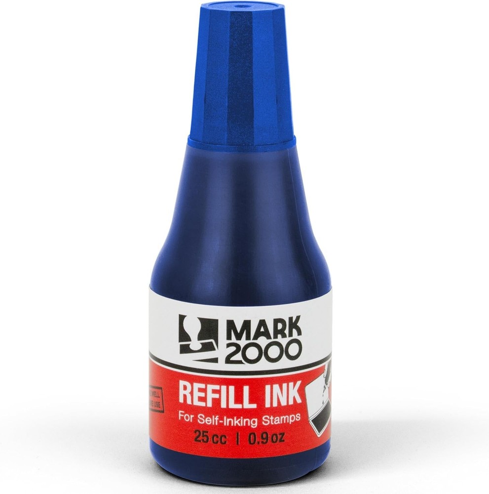 Mark 2000 Self-Inking Refill Ink - 2 Pack - Blue & Red - 25cc (0.9oz)