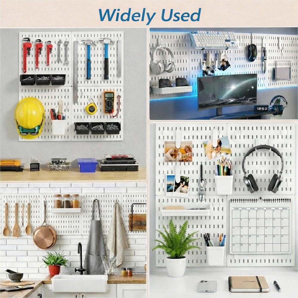 Peg Board, 24"x36" Pegboard Wall Organizer, Includes 6PCS White Peg Boards an...