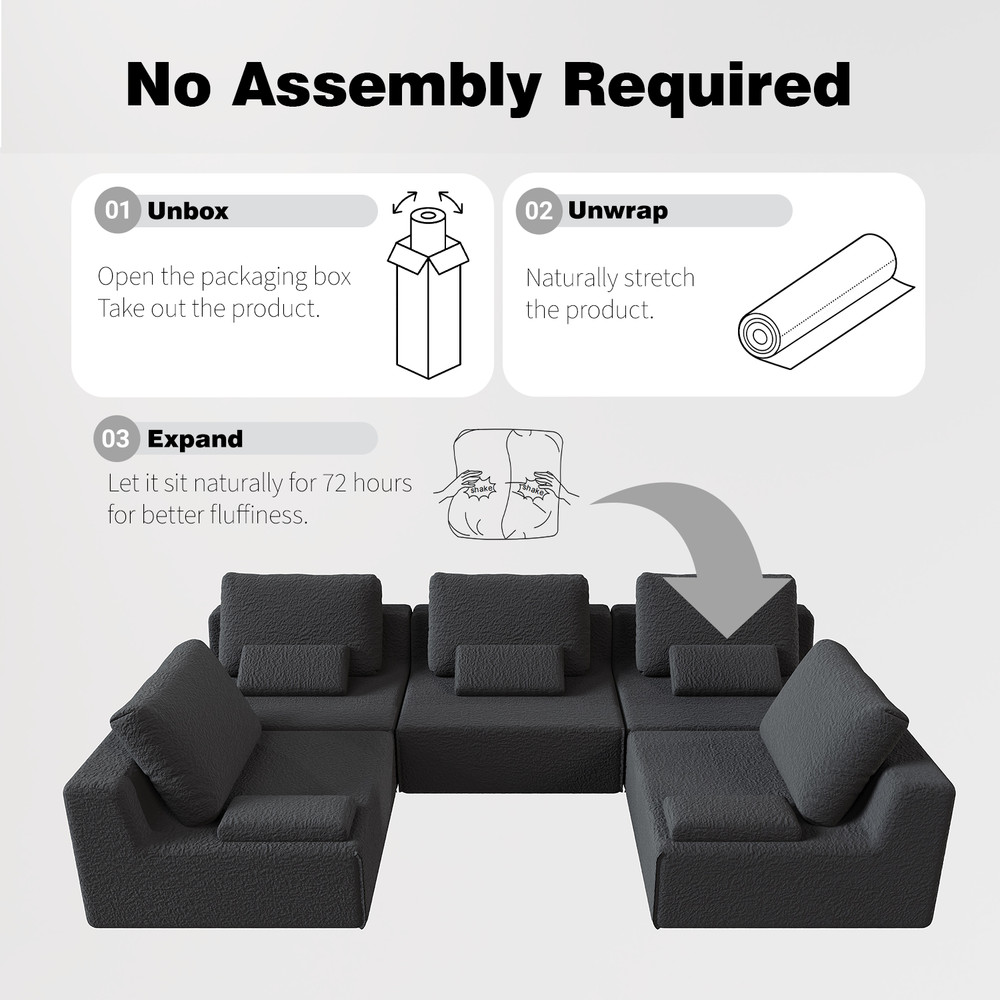 Oversized Modular Sectional Sofa,Luxury Boucle Floor Couch Set,Convertible Comp