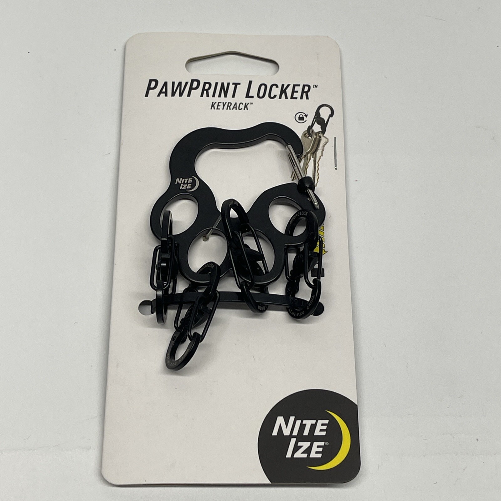 Nite Ize Pawprint Locker KeyRack Stainless Steel Organizer with Locking Carabi