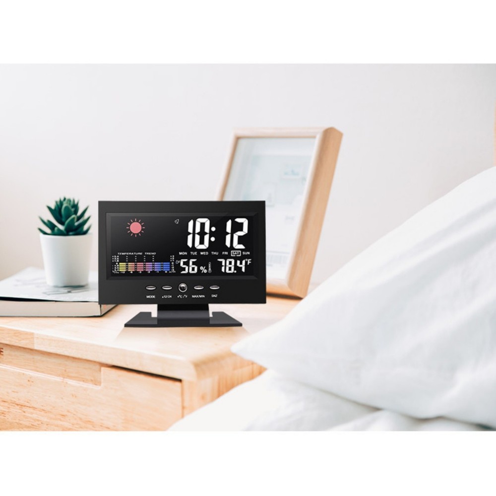 LED Digital Alarm With Voice Control Backlight Thermometer Hygrometer Display