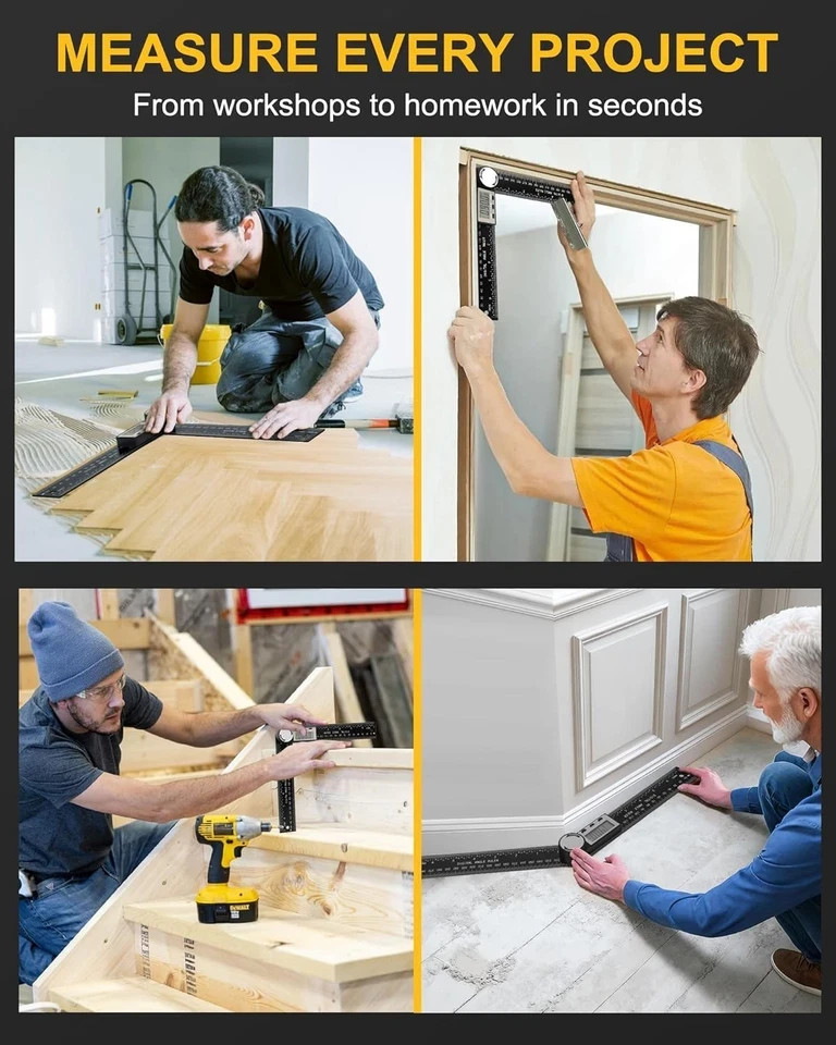 Protractor, Digital Angle Finder Protractor with LCD Display, 2-in-1 360° Angle