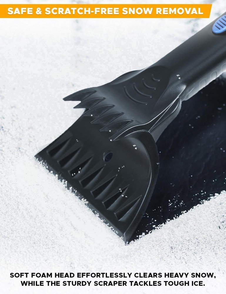 49" Snow Broom with Ice Scraper for Car Windshield & Windows | Scratch Free S...