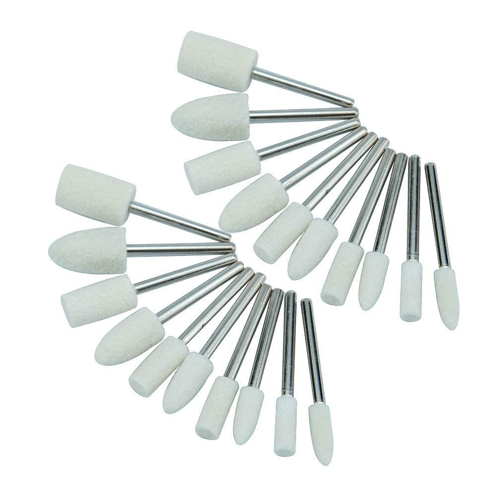 20 Pieces Compressed Wool Polishing Wheels Wool Felt Grinding Bits Buffing