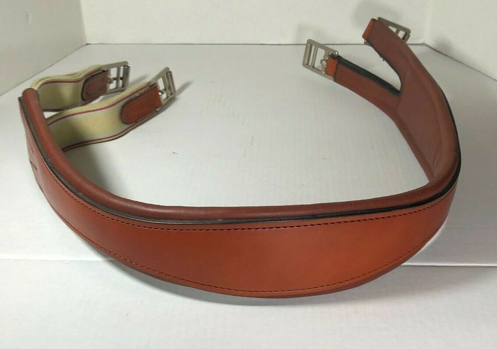 46 inch - Perri's Split End Girth - Oakbark - Triple Elastic - Roller Buckles