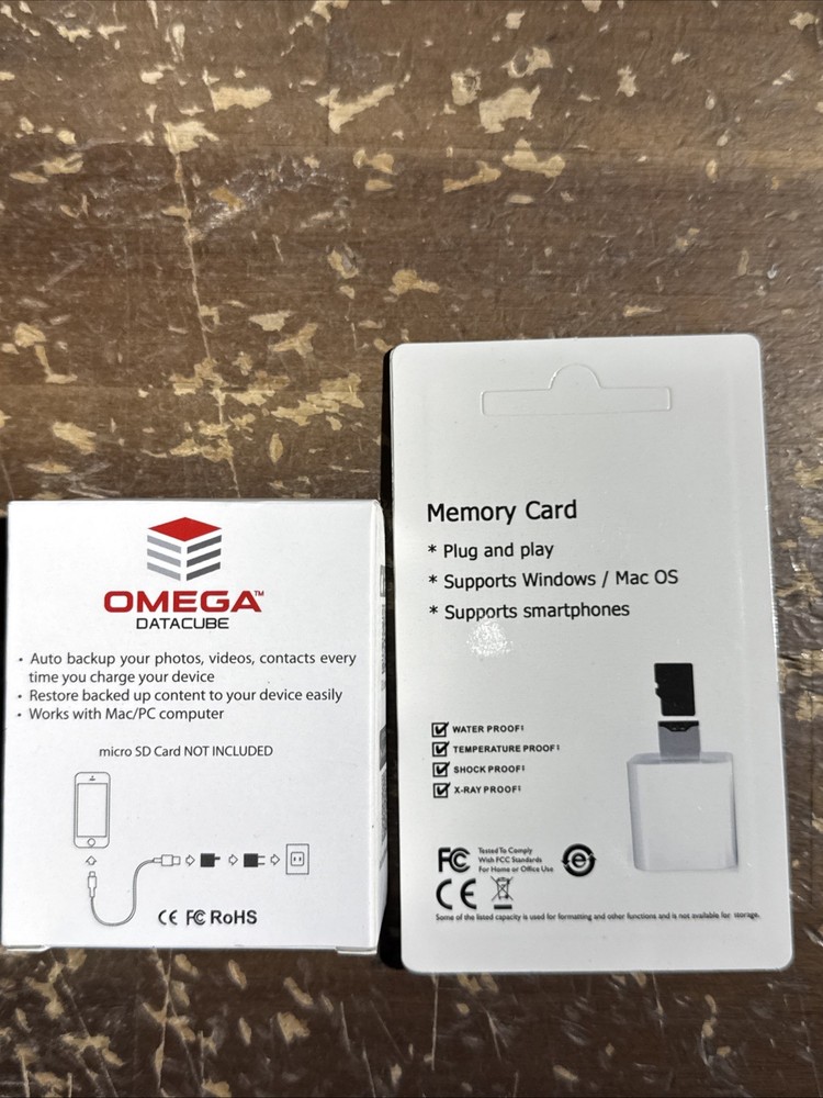 Omega Datacube Photo & Video Backup Device 128 GB Apple Android Plug & SD Card