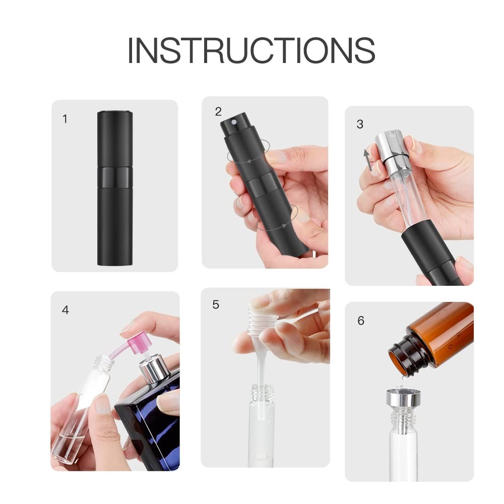 8ML Refillable Atomizer Perfume Spray Bottle - Travel Size, Empty Cologne Set