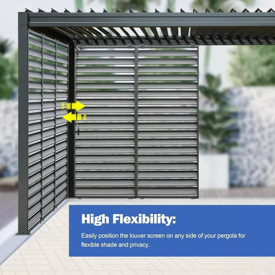 Domi Louvered Pergola Accessories Pergola Screens, Waterproof, Wind Block,Grey