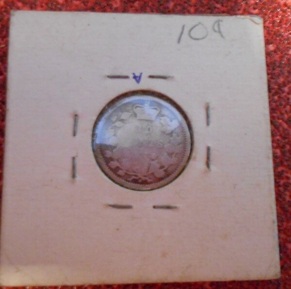 1874 H Canada 10-Cent, Silver, Dbl 4, Filled Mint Errors; Old Coin Foreign Money
