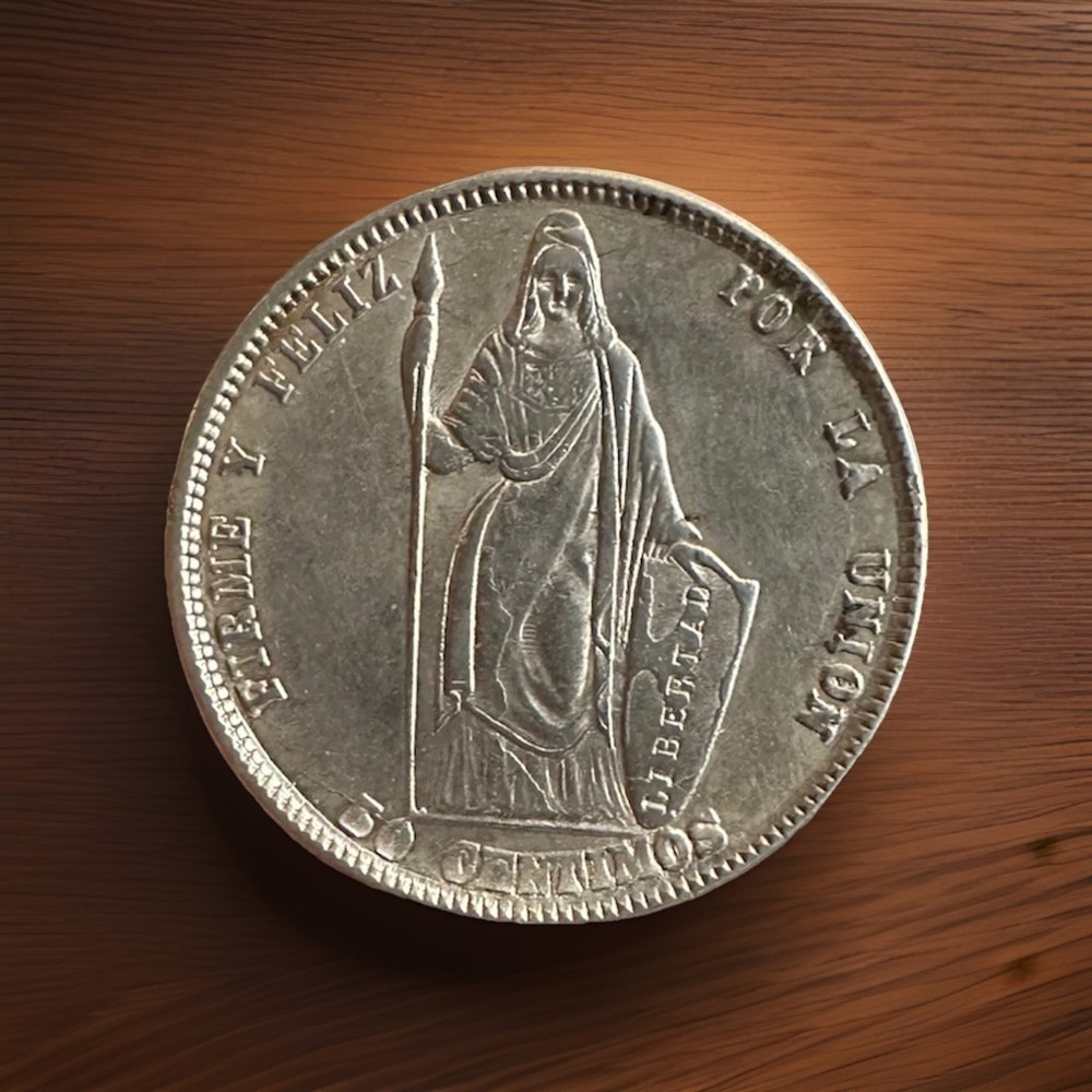 Peru 50 Centimos 1858 , Very High Grade