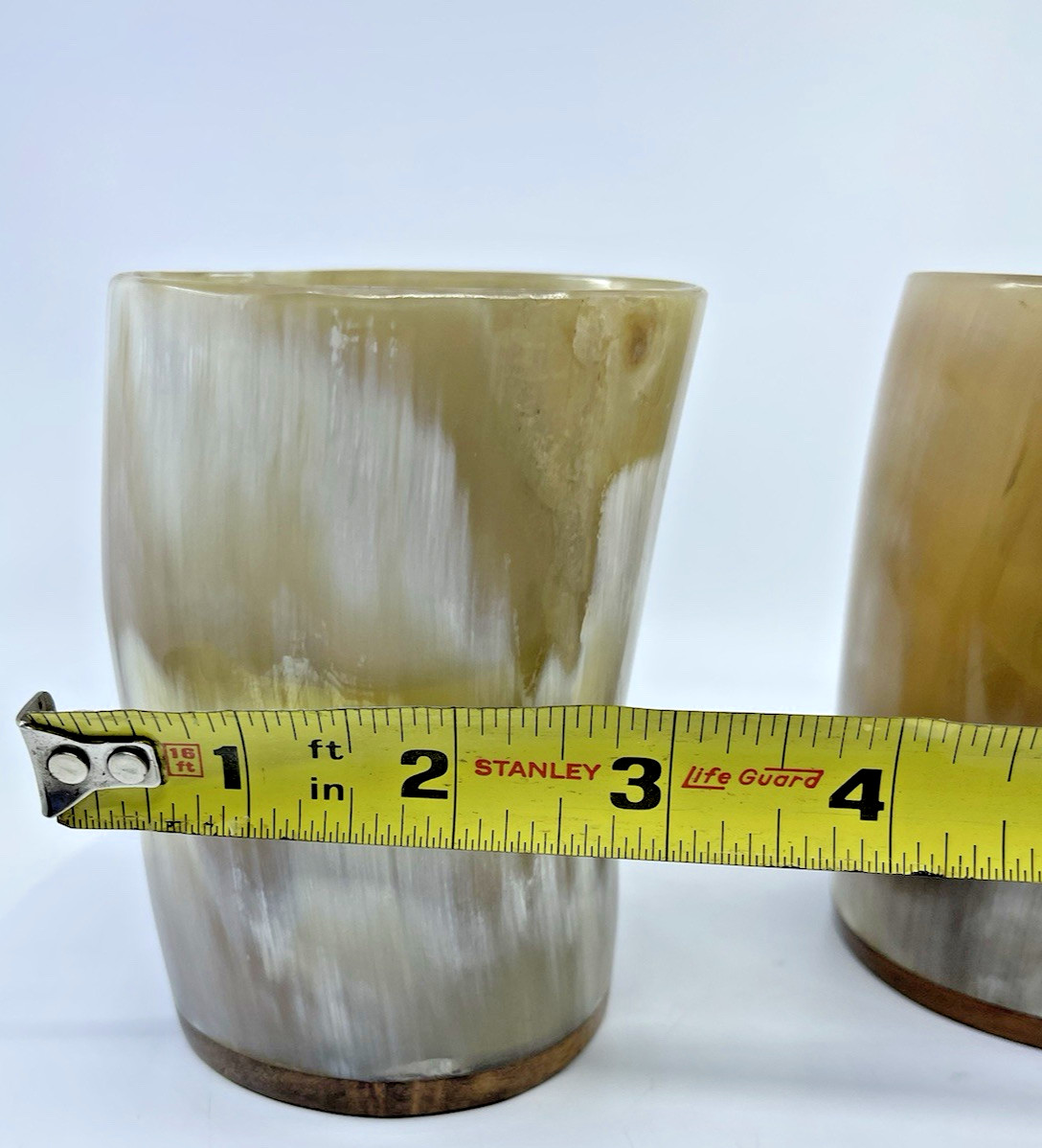 Pair Natural Buffalo Horn Mug Beer Wine Water Drinking Cup Home Decor