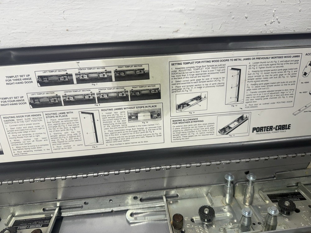 Porter Cable Model #59380 Hinge Butt Template Kit With Metal Case