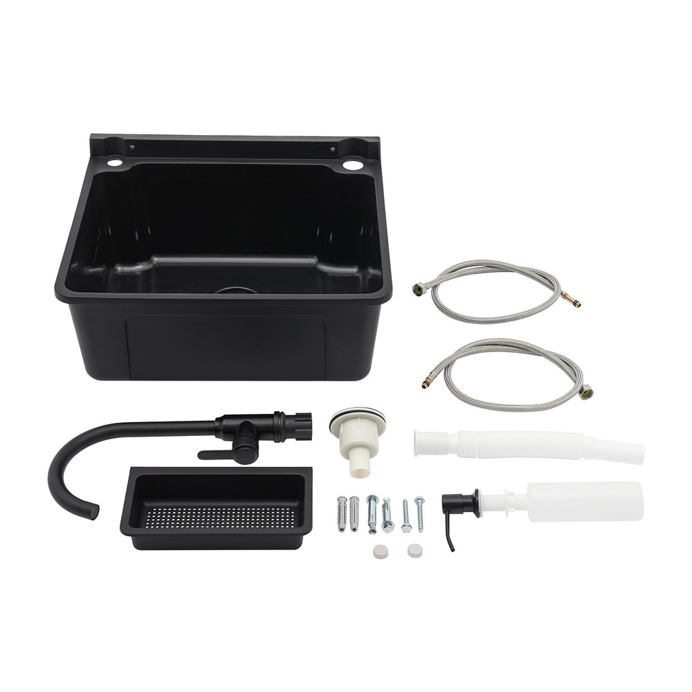 Wall-Mounted Bathroom Sink, Modern Laundry Sink, Rectangular Utility Sink Black