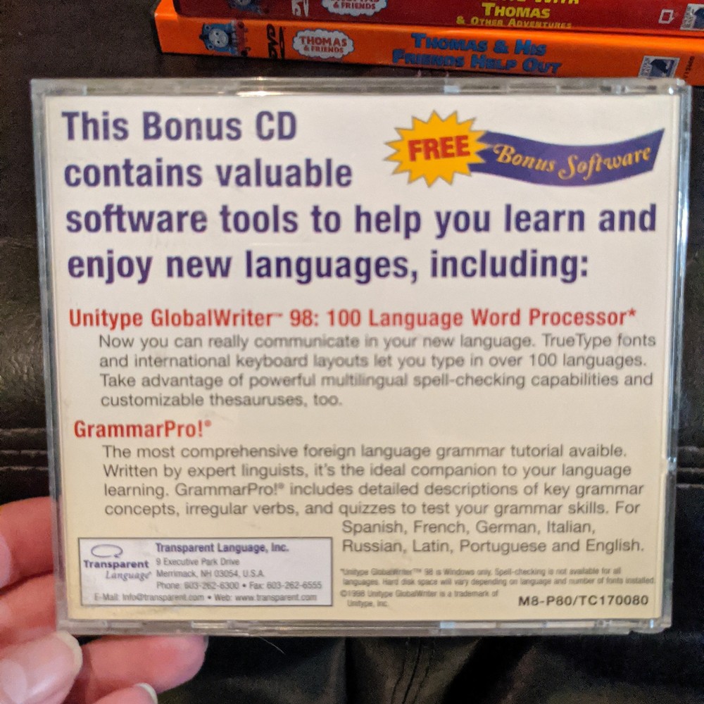 Transparent Language Bonus CD Language Software CD PC & Mac (1998) M8-P80