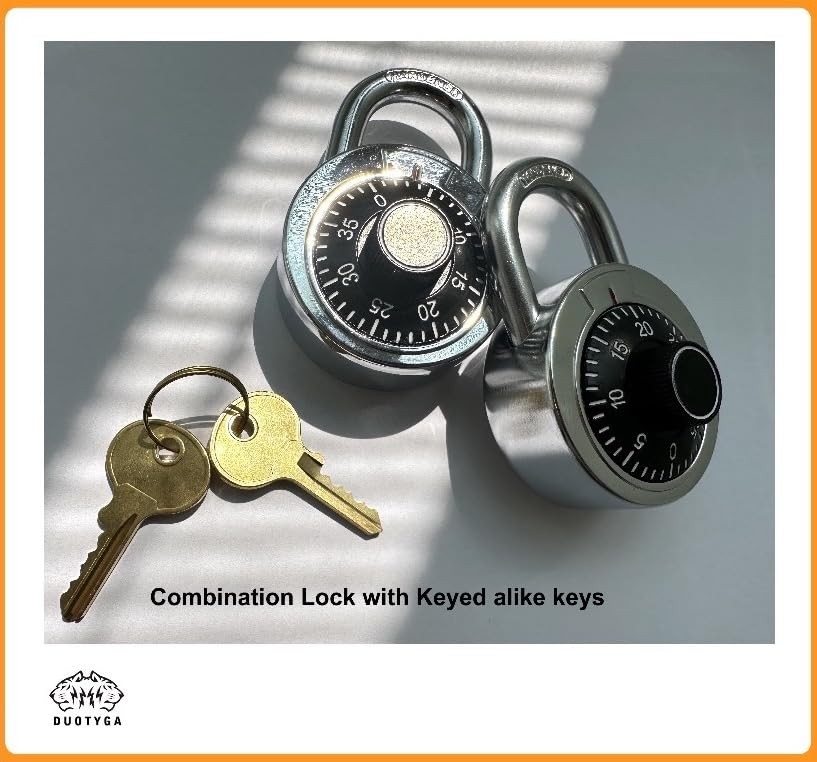 Combination Padlock with Key, 2 Pack 2 Keyed Alike Matching Key, Combination ...
