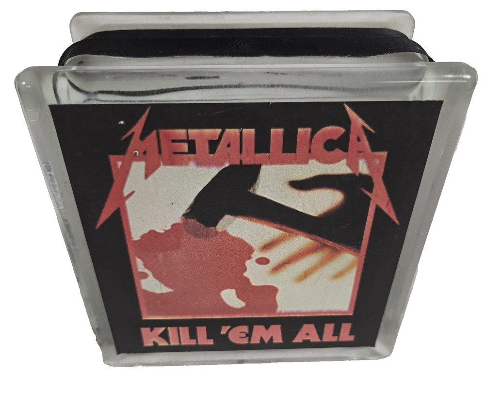 Metallica Lighted Glass Block Orange 6 x 6 x 3 Classic Rock Custom Made