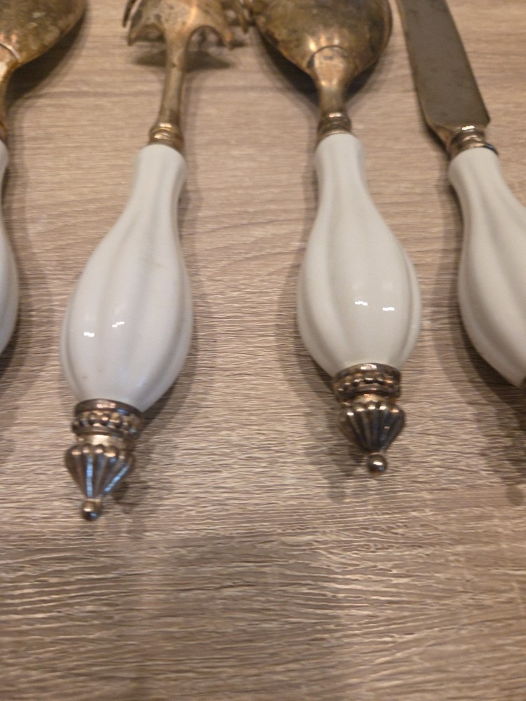 Godinger Vintage Hostess 5 pc Serving set-Silver Plated with Porcelain Handles