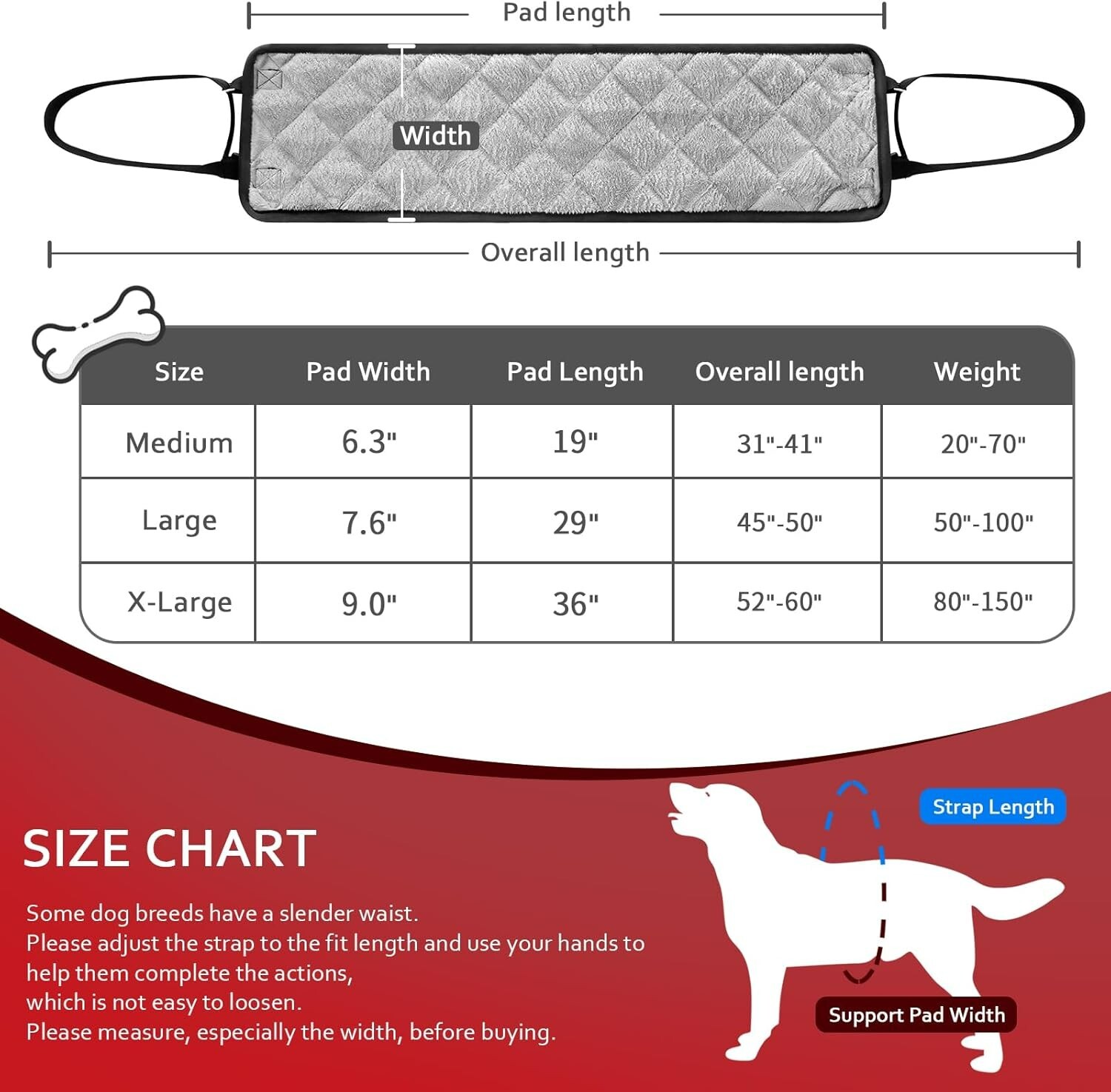 Adjustable Dog Sling Dog Lift Harness for Injured/Disabled/Elderly Dog Portable