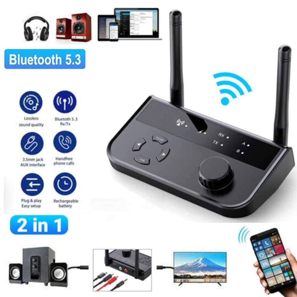 Bluetooth 5.3 Transmitter Receiver Long Range For TV Home Stereo Audio Adapter