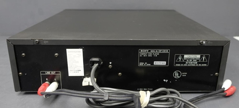 SONY 5-Disc Compact Disc CD Music Player CDP-C301M Tested/Working