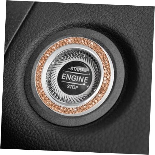 Car Engine Start Stop Decoration Ring, Car Engine Start Button 1PCS Peach