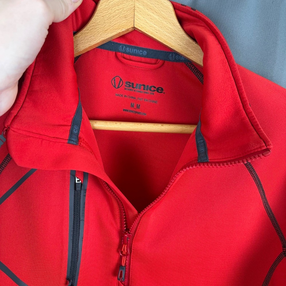 Sunice Mens S77000 Quarter Zip Pullover Red Performance Golf Jacket Medium