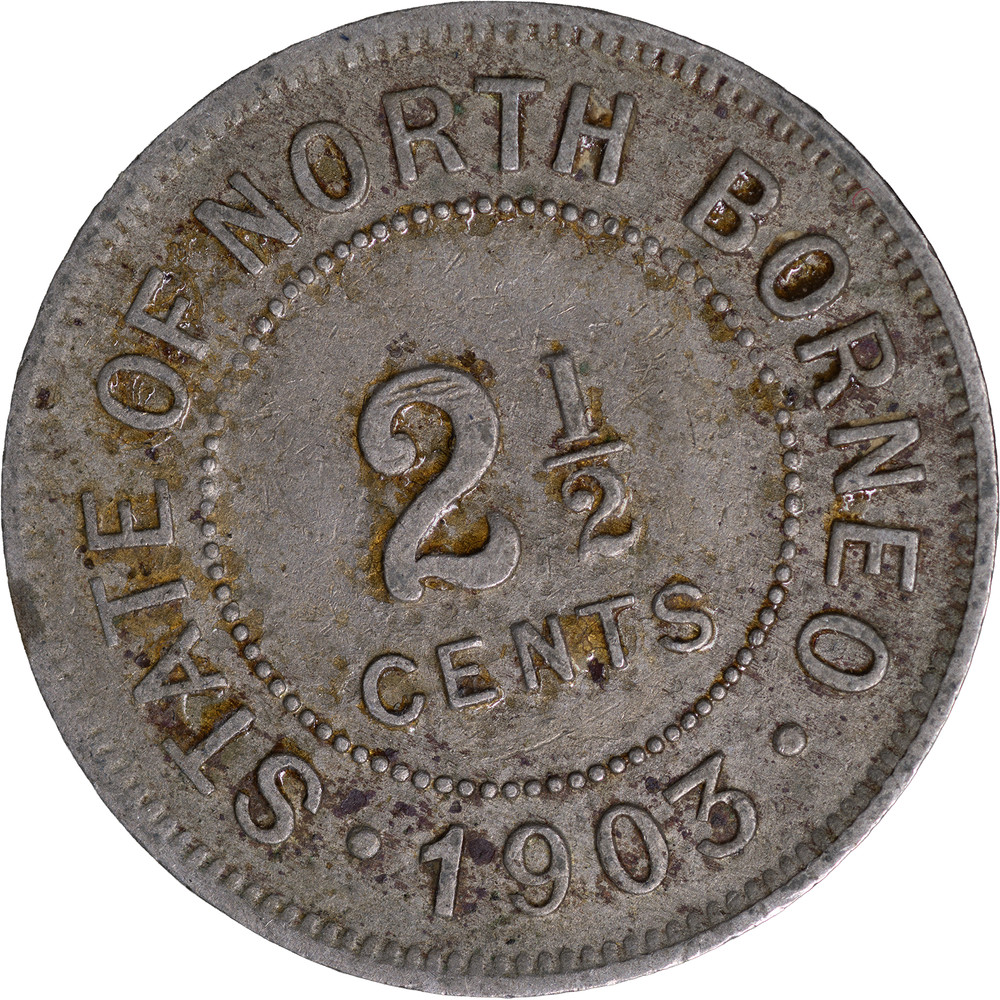 1903 2 1/2 Cent British Borneo ~ VF